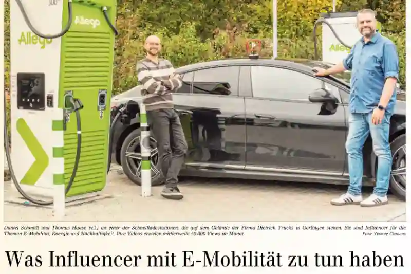 Zeitungsartikel: Was Influencer mit E-Mobilität zu tun haben